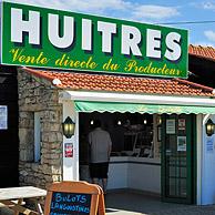 Winkel verkoopt oesters op Île de Noirmoutier, La Vendée, Pays de la Loire, Frankrijk
